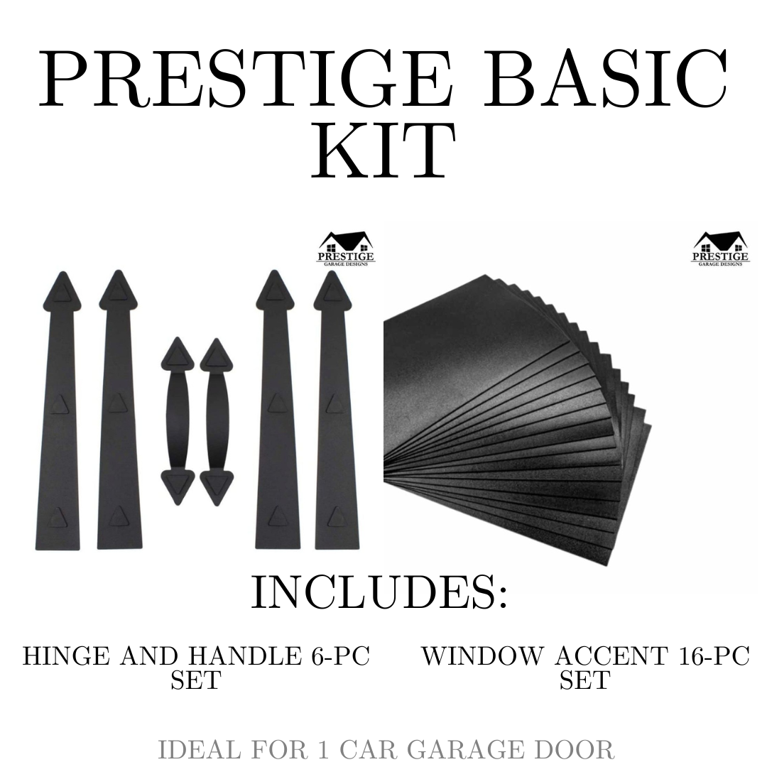 Complete Garage Accent Set Hinges, Handles & Windows (22-PCS) Prestige Garage Designs