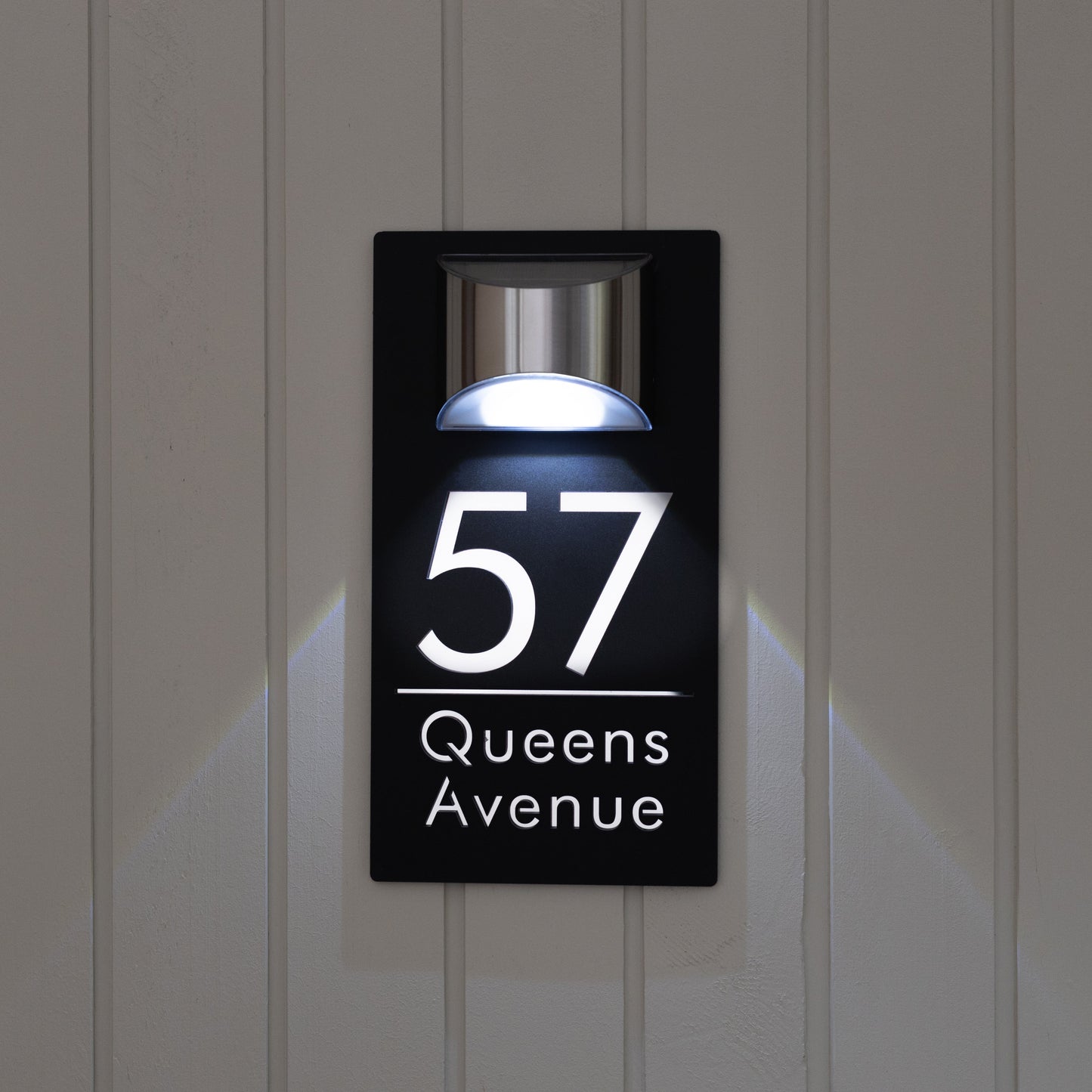 Personalized Solar Modern Door Plaque Prestige Garage Designs