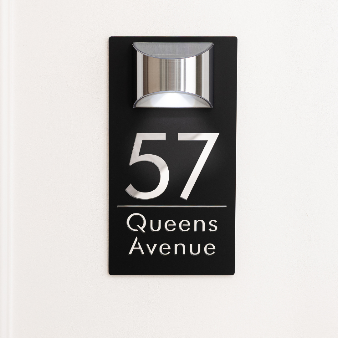 Personalized Solar Modern Door Plaque Prestige Garage Designs