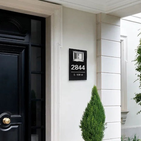 Personalized Solar Modern Door Plaque Prestige Garage Designs