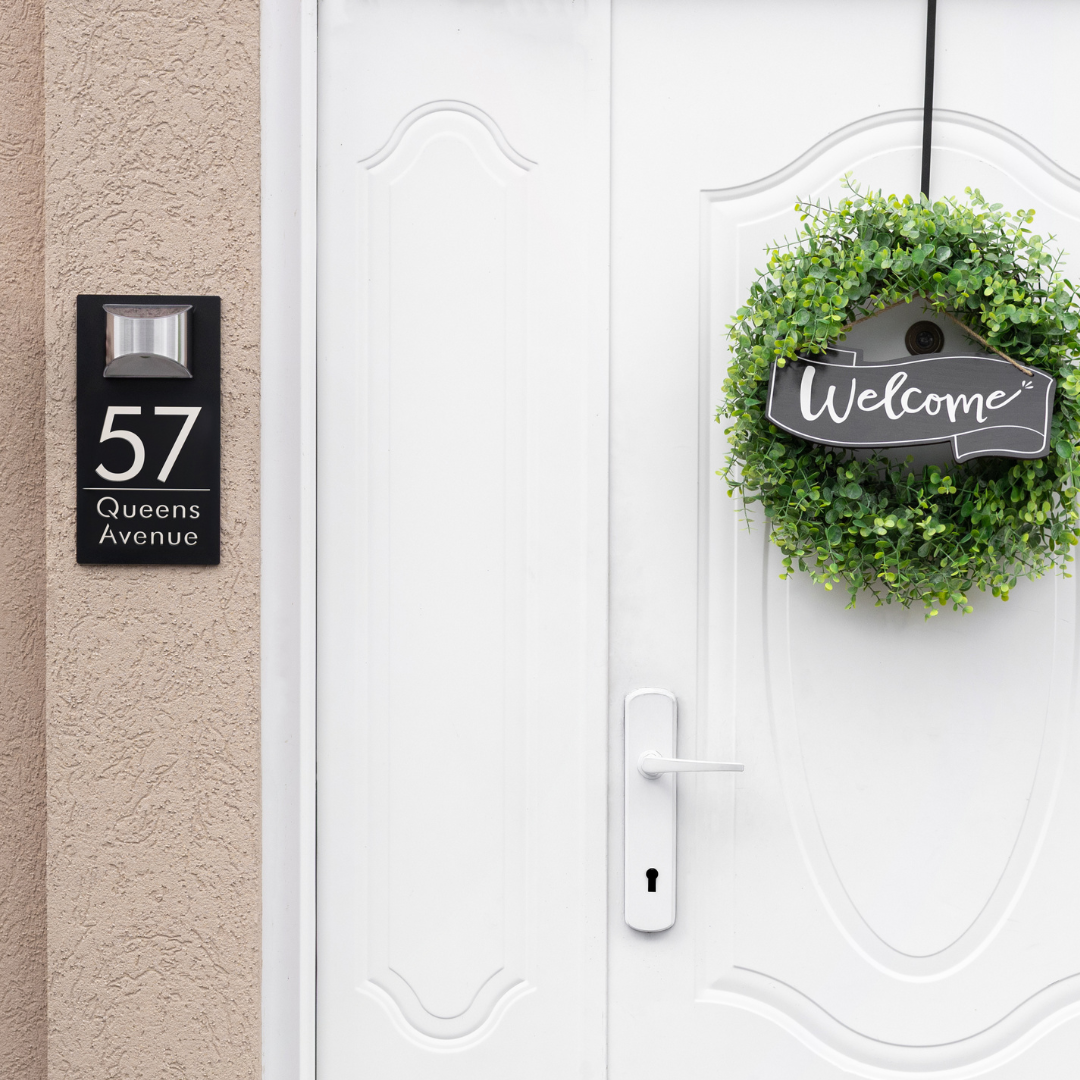 Personalized Solar Modern Door Plaque Prestige Garage Designs