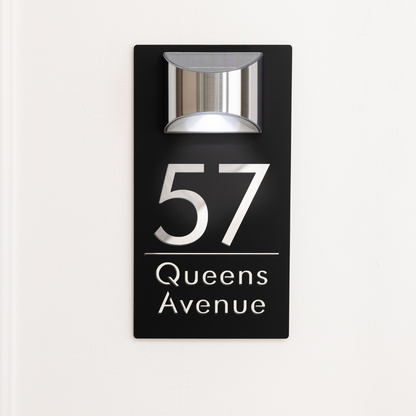 Personalized Solar Modern Door Plaque Prestige Garage Designs